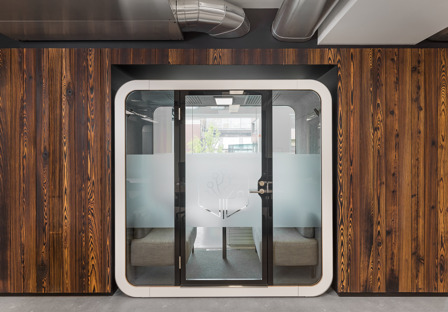 Private booth at Oak North’s offices in London, UK