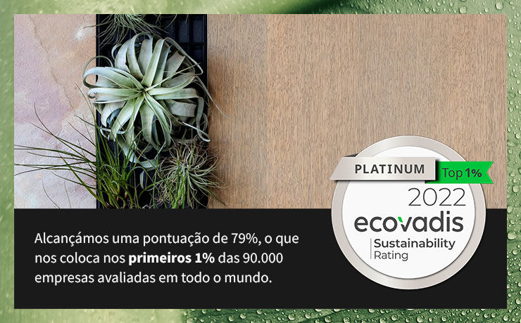 A Tétris recebeu o nível Platina da EcoVadis em 2022 pelo seu desempenho em termos de sustentabilidade nos últimos doze meses e melhorou a sua pontuação para 79%.