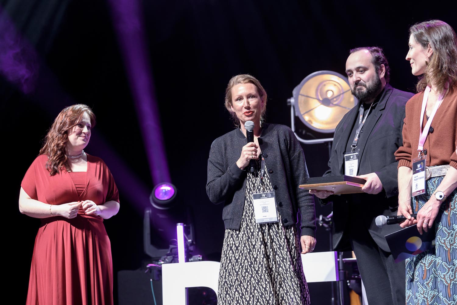 From left to right: Sophie Distel - Republik Workplace et Immobilier, Daphné de Bykhovetz Liagre - Tétris,  Valentin Dancoisne - Tétris, Laurie Pigeot Besse - Ubisoft.